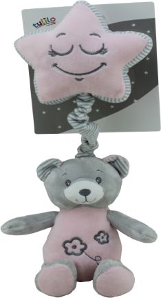 Závěsná plyšová hračka Tulilo s melodií Medvídek, 19 cm - růžový - obrázek 1
