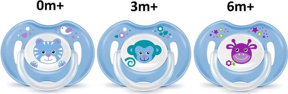BAYBY Sada dudlíků 0m+, 3m+ a 6m+, modrá - obrázek 1