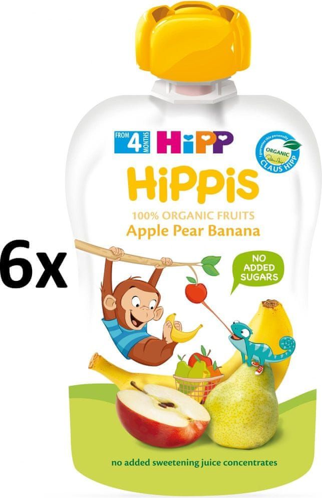 HiPP BIO 100% ovoce Jablko-Hruška-Banán 6 x 100 g - obrázek 1