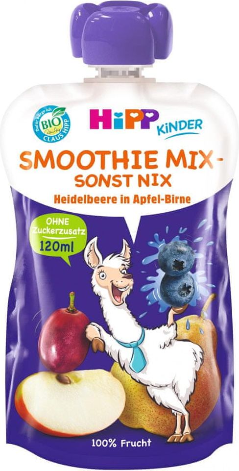 HiPP BIO Smoothie Jablko-Hruška-Borůvky 6x120 ml - obrázek 1