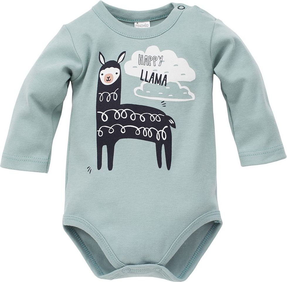 PINOKIO dětské body Happy Llama 74 zelená - obrázek 1