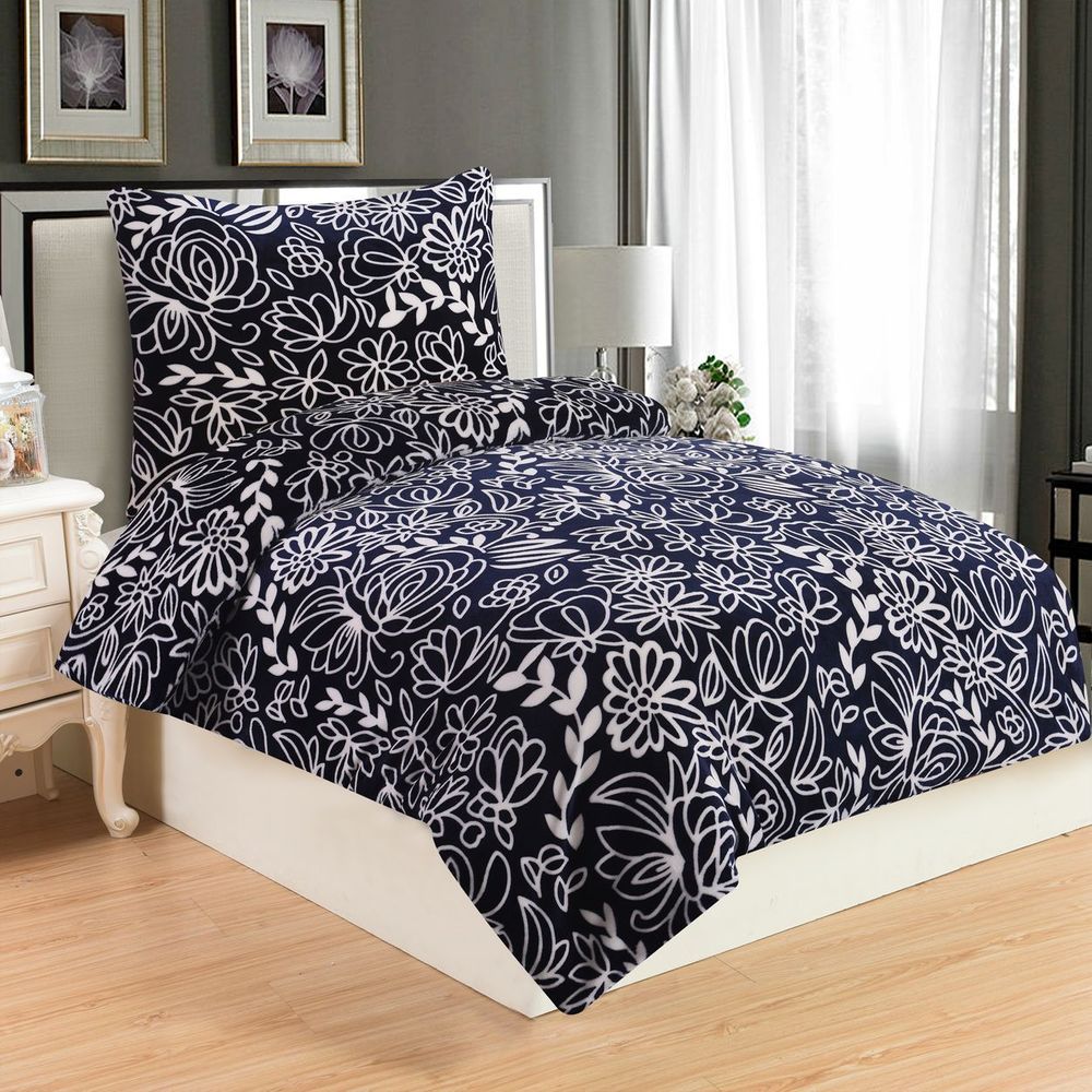 Jahu Ložní povlečení Mikroplyš Hortenzie blue 70x90/140x200 - obrázek 1