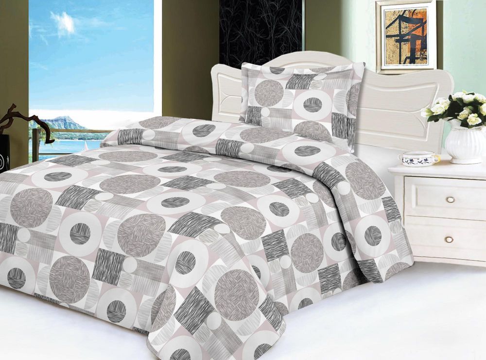 Jahu Ložní povlečení Mikroplyš Grey circle 70x90/140x200 - obrázek 1