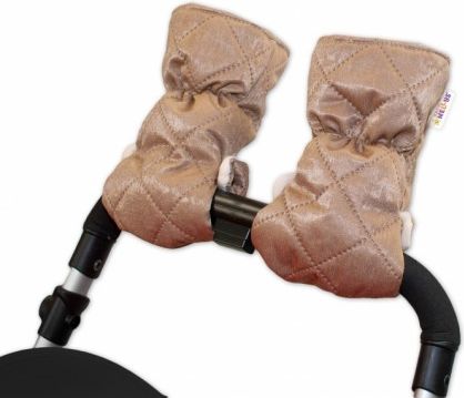 Rukávník ke kočárku Baby Nellys ®, prošívaný, Velvet - sv. hnědý - obrázek 1