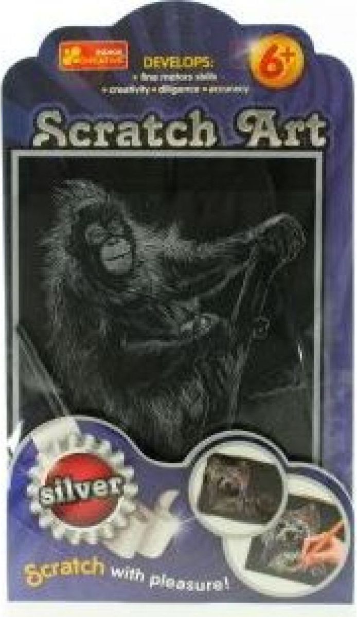 Vyškrabovací obrázek stříbrný Orangutan - obrázek 1