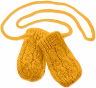 BABY NELLYS Zimní pletené kojenecké rukavičky se vzorem - hořčicové - obrázek 1