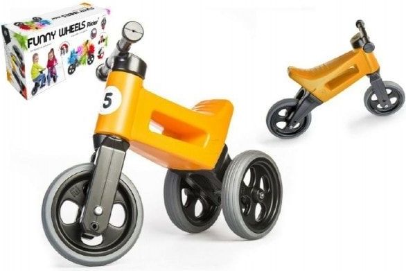 Teddies Odrážedlo oranžové FUNNY WHEELS 2v1 výška sedadla nastavitelná 28/31cm nosnost 50kg 18m+ v krabici - obrázek 1