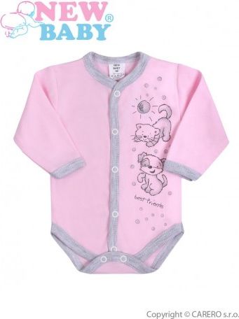 Kojenecké body celorozepínací New Baby Kamarádi růžové, Růžová, 62 (3-6m) - obrázek 1