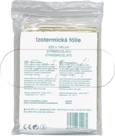 Fixaplast Izotermická folie 220 cm x 140 cm zlato/stříbro 1 ks - obrázek 2
