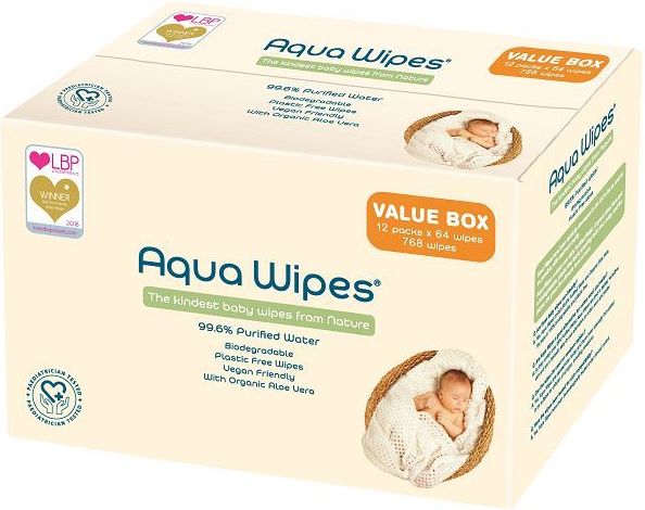 Aqua Wipes Vlhčené ubrousky - BOX 12x64 ks - obrázek 1