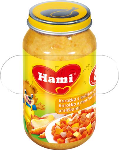 HAMI Příkrm karotka s krůtími prsíčky 200g 8M - obrázek 1