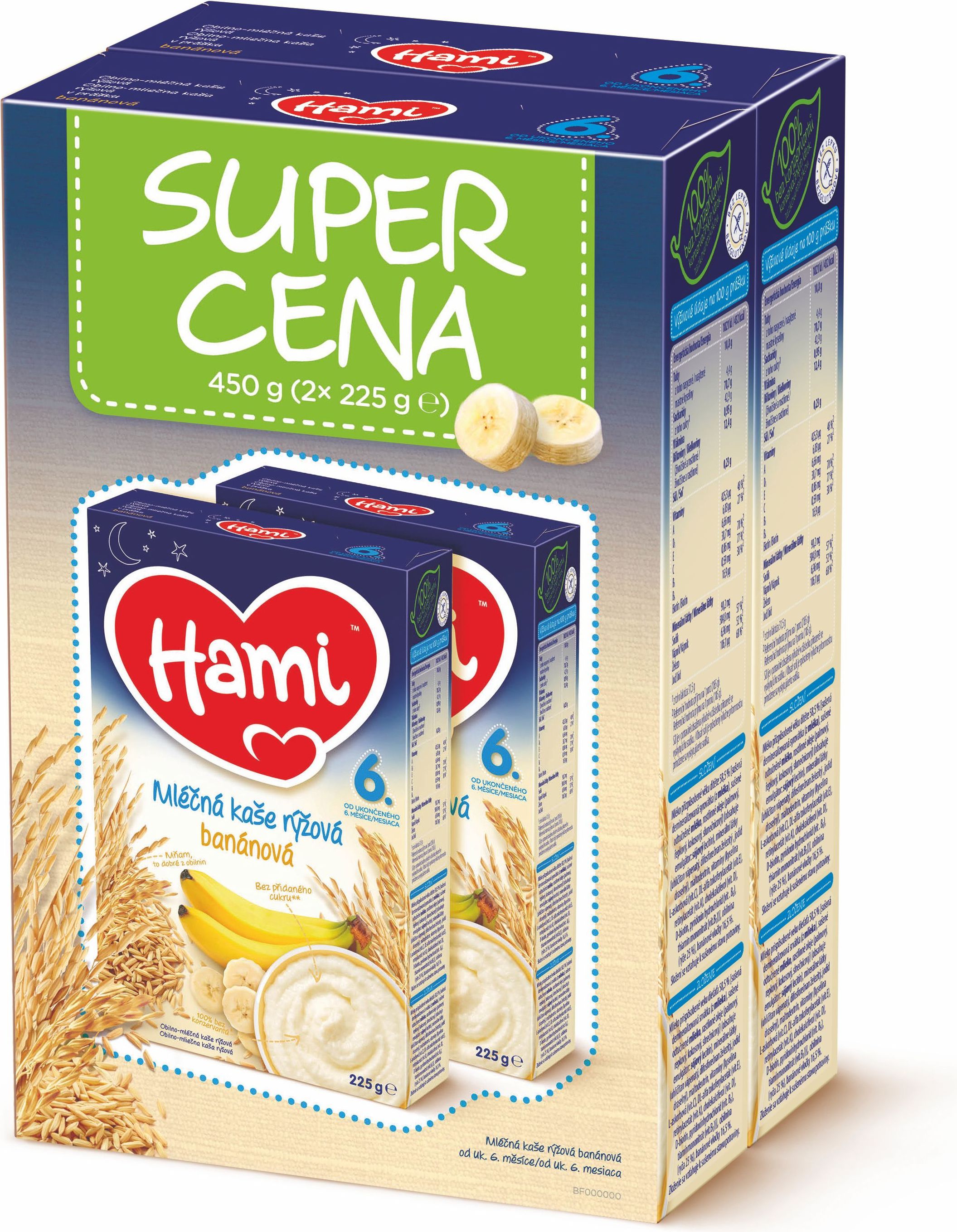 Hami Mléčná kaše rýžová banánová duopack 2x225 g - obrázek 2
