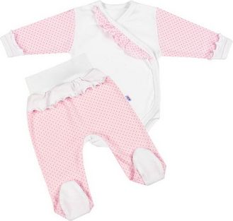 NEW BABY 2-dílná kojenecká souprava New Baby Puntík II bílo-růžová Růžová 68 (4-6m) - obrázek 1