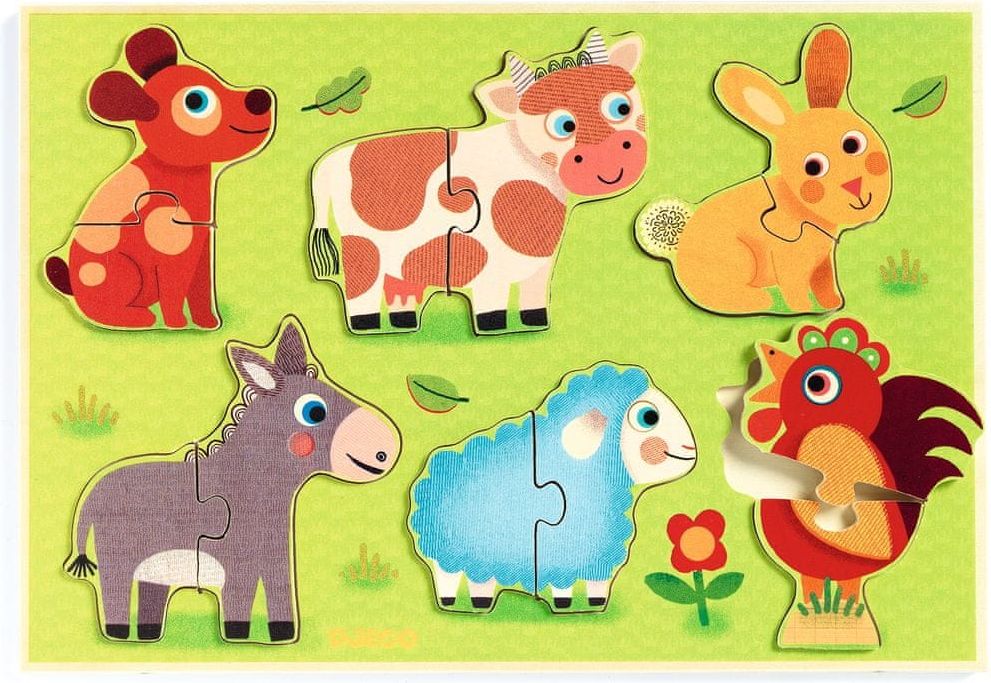 Djeco Dřevěné puzzle Na dvorku - obrázek 1