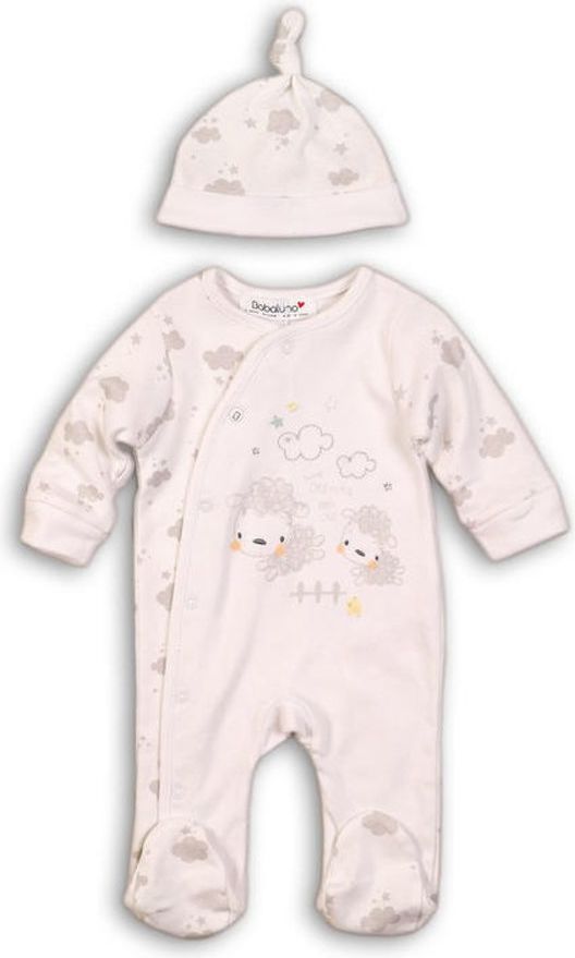 Minoti Overal kojenecký sametový s čepičkou, Minoti, DREAM 7, bílá - obrázek 1