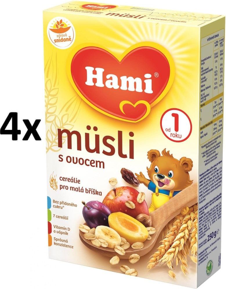 Hami Müsli s ovocem 4 × 250g - obrázek 1