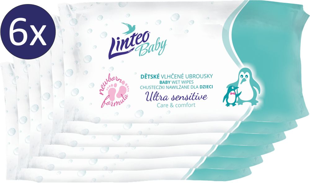 LINTEO Baby Ubrousky Sensitive 6x64 ks - obrázek 1