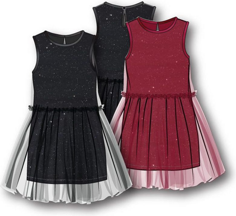 Minoti Šaty dívčí s TUTU sukní, Minoti, REDRUM 1, červená - 98/104 - obrázek 1