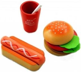 Lelin Dřevěná hračka - Fast food sada - obrázek 1