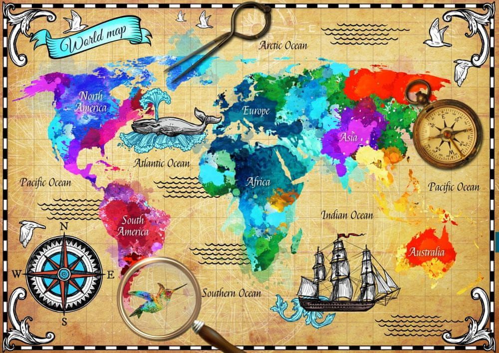 Blue Bird Puzzle 2000 dílků Colorful World Map - obrázek 1