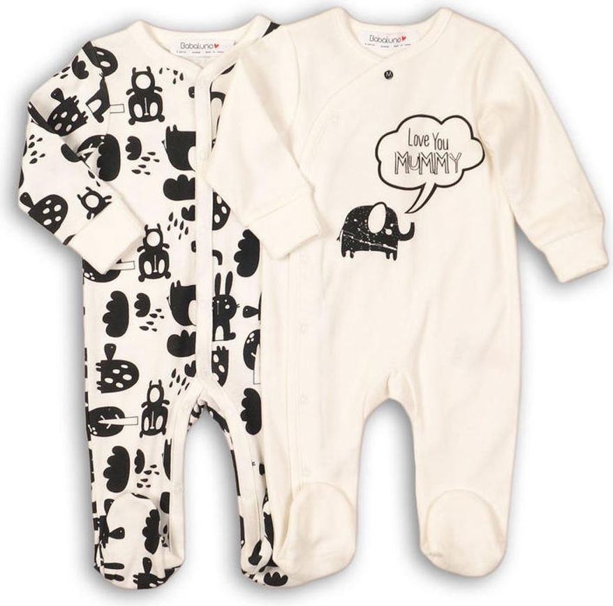 Minoti Overal kojenecký bavlněný , 2pack, Minoti, ANIMAL 1, bílá - 62 - obrázek 1
