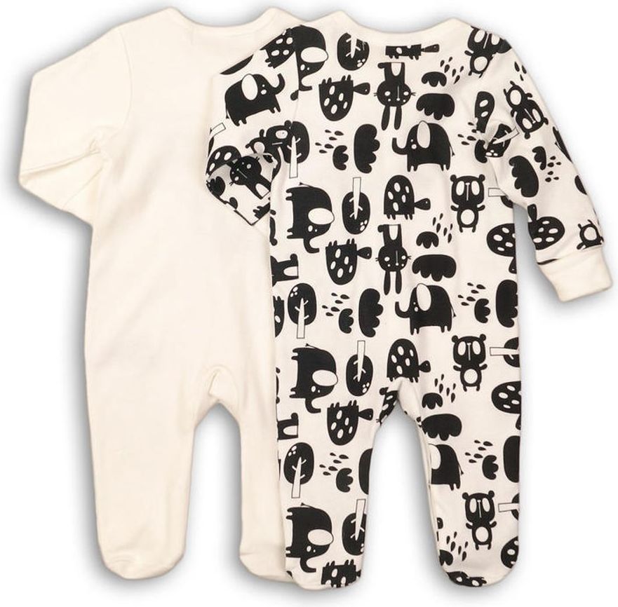 Minoti Overal kojenecký bavlněný , 2pack, Minoti, ANIMAL 1, bílá - 62 - obrázek 2