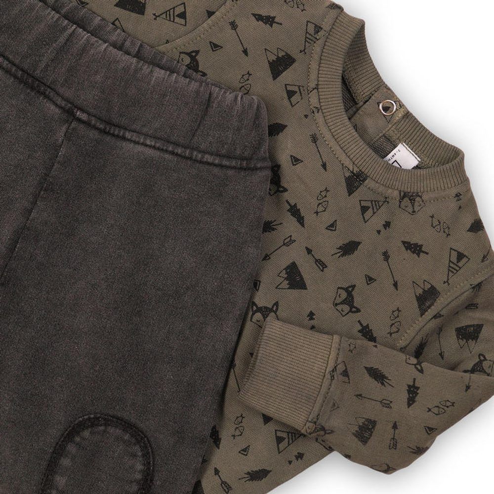 Minoti Chlapecký set , mikina a tepláky, Minoti, CAMO 5, khaki - 86/92 - obrázek 2