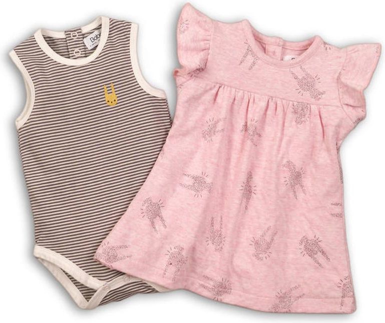Minoti Dívčí set, body a šaty, Minoti, CROWN 4, růžová - 86/92 - obrázek 1