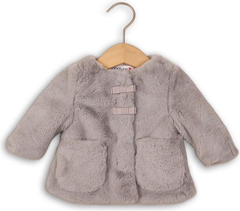 Minoti Kabátek kojenecký chlupatý s bavlněnou podšívkou, Minoti, EYELASH 2, šedá - 74/80 - obrázek 1