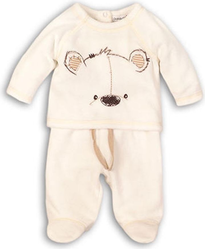 Minoti Kojenecký set sametový , mikina a půldupačky, Minoti, CUDDLE 6, bílá - 68 - obrázek 1