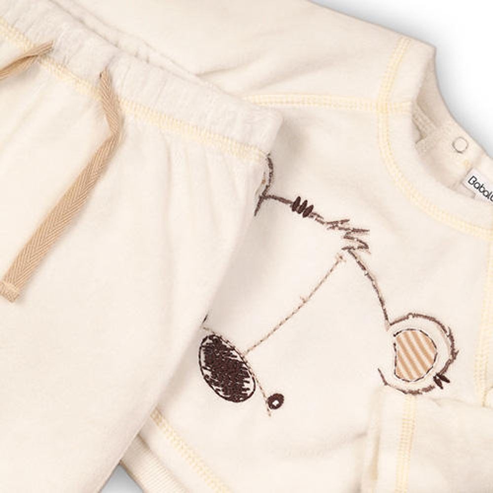Minoti Kojenecký set sametový , mikina a půldupačky, Minoti, CUDDLE 6, bílá - 68 - obrázek 2