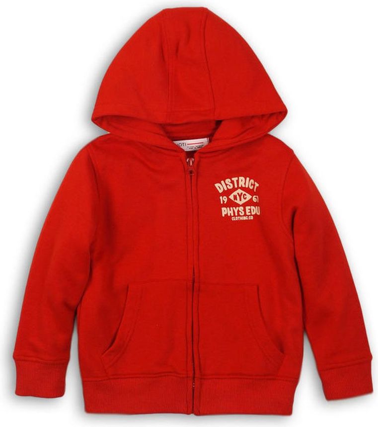 Minoti Mikina chlapecká s kapucí celopropínací, Minoti, KB FLEECE ZIP 11, červená - 98/104 - obrázek 1