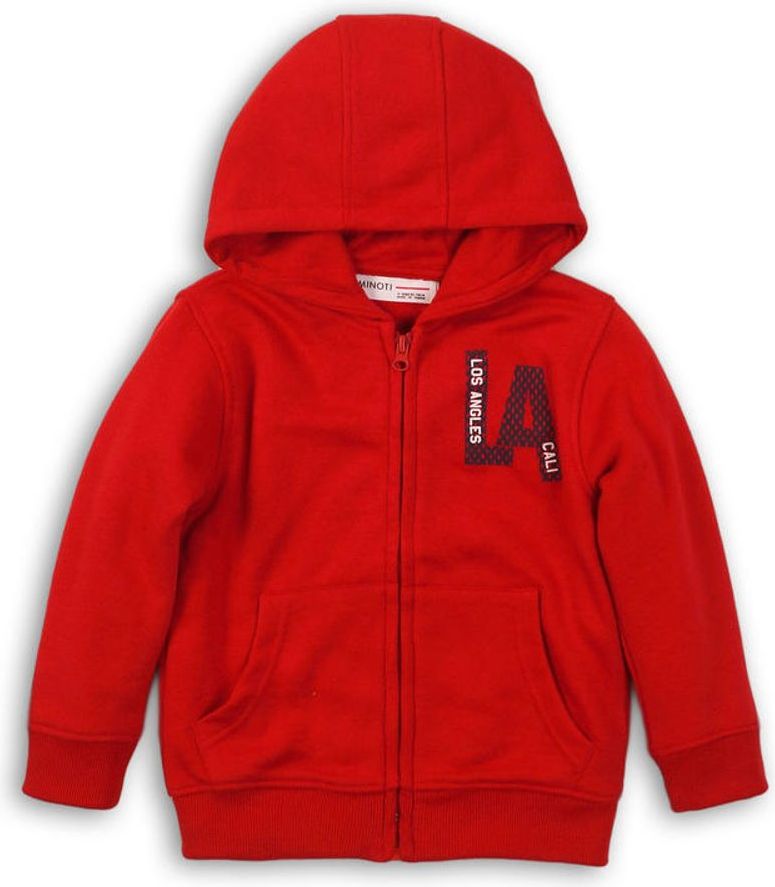 Minoti Mikina chlapecká s kapucí celopropínací, Minoti, TB FLEECE ZIP 4, červená - 92/98 - obrázek 1