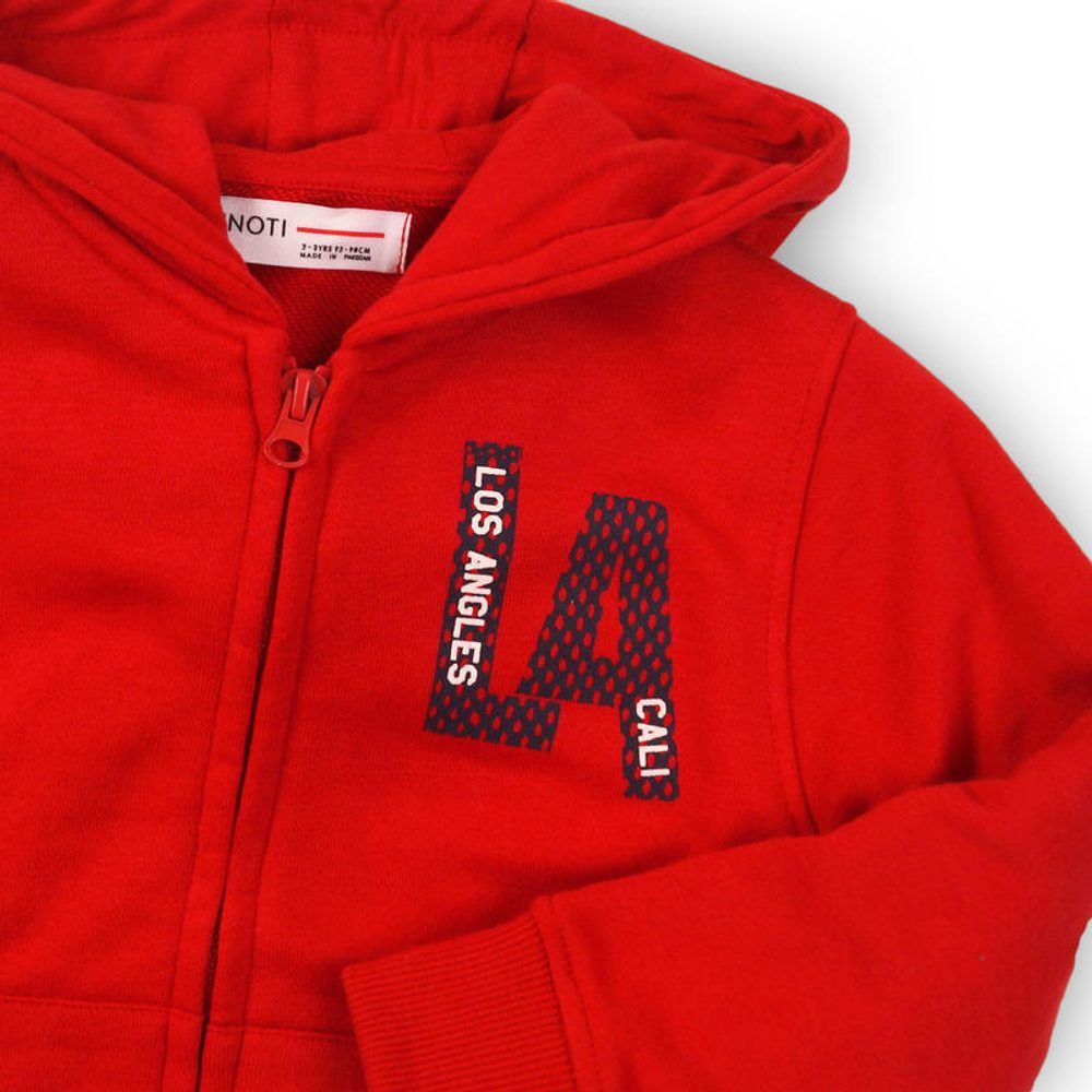Minoti Mikina chlapecká s kapucí celopropínací, Minoti, TB FLEECE ZIP 4, červená - 92/98 - obrázek 2