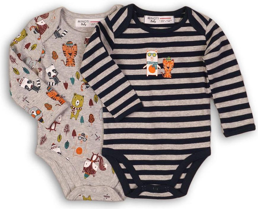 Minoti Body kojenecké 2pack, Minoti, FOREST 7, šedá - 74/80 - obrázek 1
