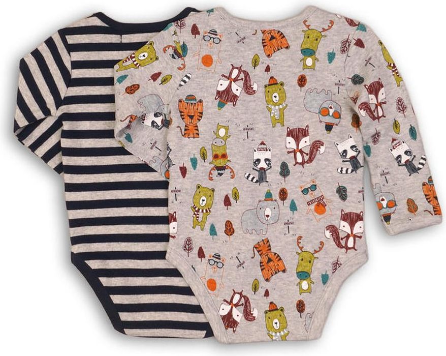 Minoti Body kojenecké 2pack, Minoti, FOREST 7, šedá - 74/80 - obrázek 3