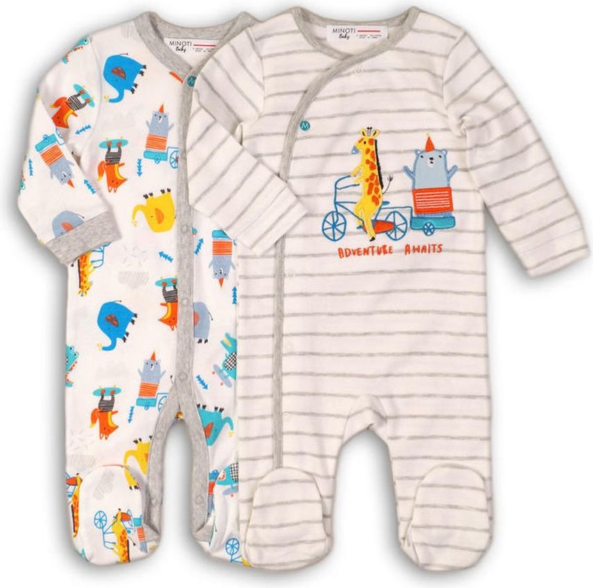 Minoti Overal kojenecký bavlněný 2pack, Minoti, RECESS 2, bílá - 74/80 - obrázek 1