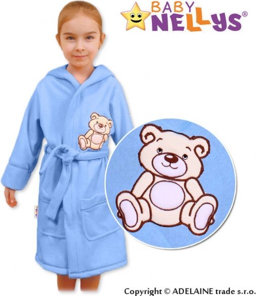 Baby Nellys Baby Nellys Dětský župan - Medvídek Teddy Bear, 98/104 - sv. modrý 104 (3-4r) - obrázek 1
