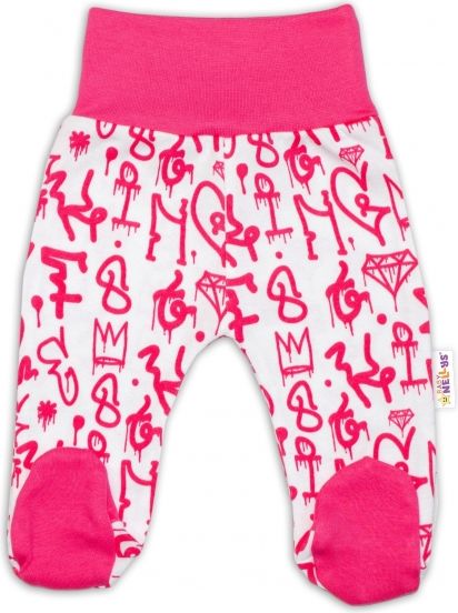 Baby Nellys Bavlněné kojenecké polodupačky Baby Nellys ® - Princezna korunka - malinovo/bílé, vel. 62 - obrázek 1