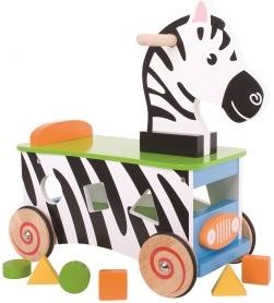 Bigjigs BIGJIGS Edukační dřevěné jezdítko, odrážedlo - Zebra - obrázek 1