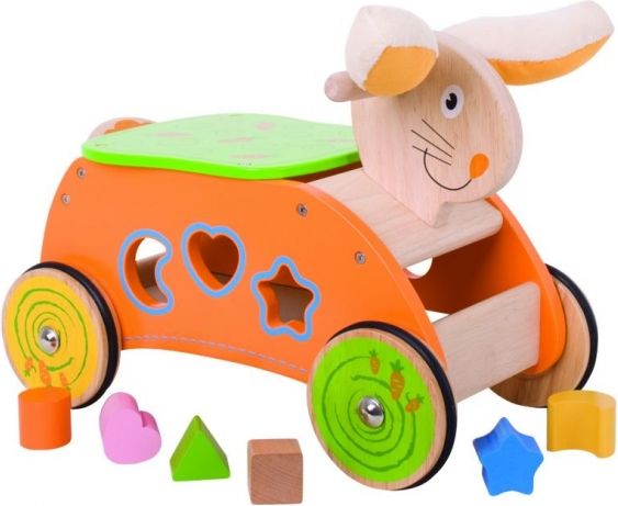 Bigjigs BIGJIGS Edukační dřevěné jezdítko, odrážedlo - Králíček - obrázek 1