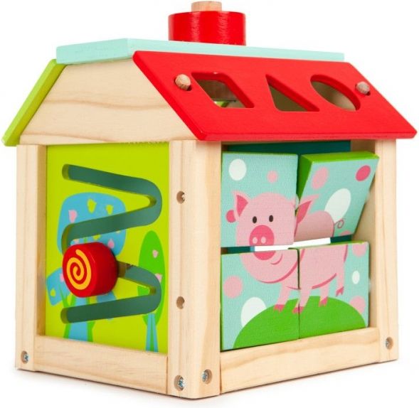 ECO TOYS Eco toys Edukační dřevěná kostka - Farma - obrázek 1
