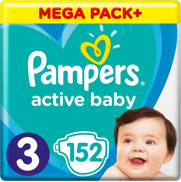 PAMPERS Active Baby 3 (6-10kg) 152ks MEGA PACK – jednorázové pleny - obrázek 2
