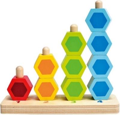Hape Navlékací barevné šestiboké tvary - obrázek 1