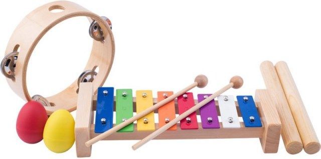 Woody Woody Muzikální set (xylofon, tamburína, dřívka, 2 maracas vajíčka) - obrázek 1