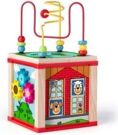 WOODY Edukační dřevěná kostka 15cm- labyrint - obrázek 1
