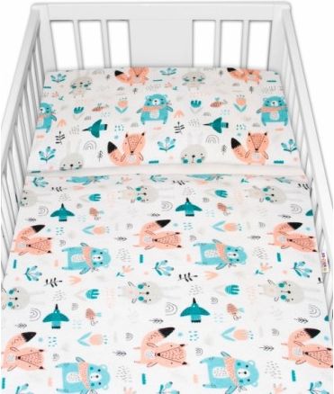 Baby Nellys 2 dílné flanelové povlečení - Forest girl - bílé, Velikost povlečení 120x90 - obrázek 1
