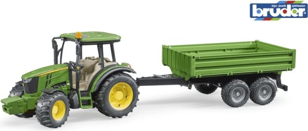 Bruder 2108 Traktor John Deere 5115 M s valníkem-šedá kola - obrázek 1