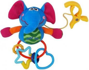Plyšová hračka s chrastítkem Baby Mix slůne, Modrá - obrázek 1