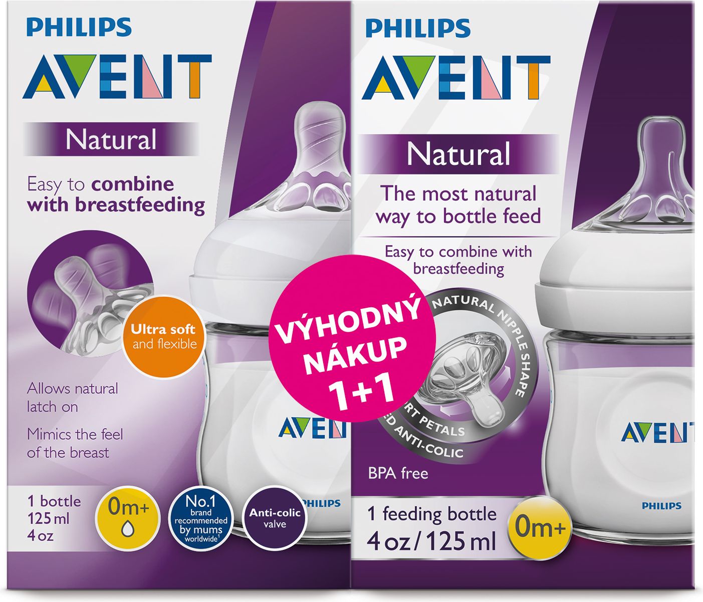 Philips AVENT Láhev Natural 125 ml + DÁREK Lahev Natural 125 ml - obrázek 2